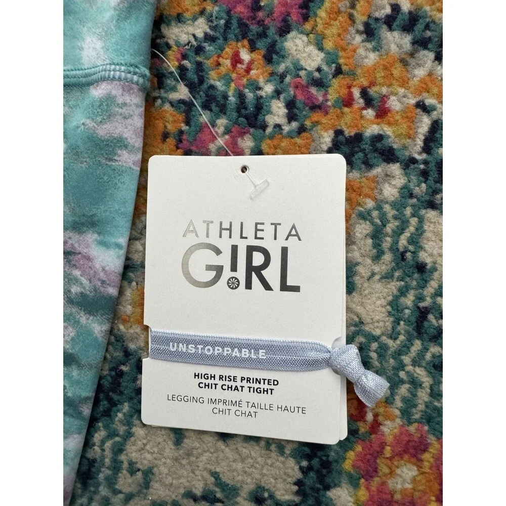 NEW Athleta‎ Girl High Rise Printed Chit Chat Tight Size Large 12